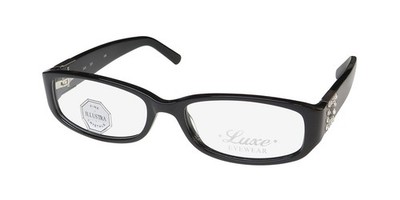 NEW LUXE 349 EYEWEAR 001 FULL-RIM WOMENS 53-17-135 BLACK PLASTIC OVAL