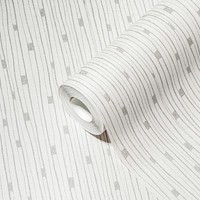 Retro Tapete 50Er Jahre Linienmuster – Weiß, Metallic
