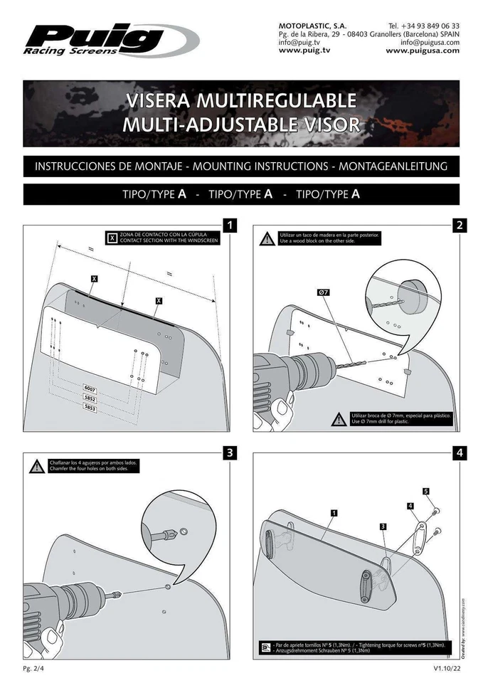 Puig Touring Screen & Extender Light Smoke for Triumph Tiger Sport 1050 (13-15) - Image 3 of 4