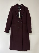 Forever New Chandelle Double Breasted Long Coat Black Rose Size UK 8 JA8022