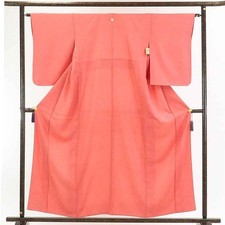 Clearance Recycled Silk Komon Kimono Pink Genji Carriage Pattern M