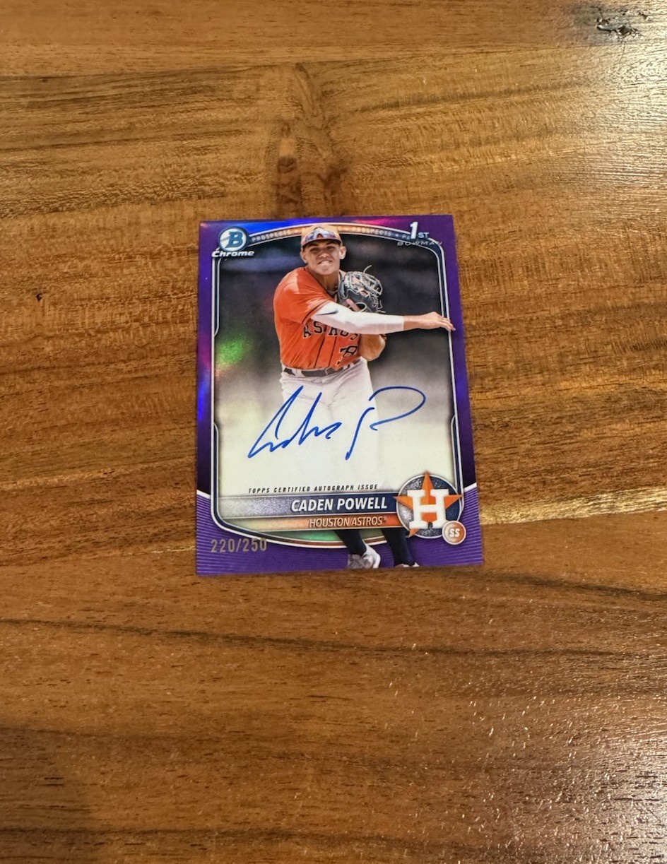Caden Powell 2025 1st Bowman Chrome Purple Refractor /250 Auto Rookie NRMT+