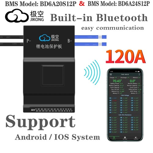 JK Smart BMS 8-24S 120A Li-ion LiFePo4 BMS with 0.6A Active Balance BT/RS485 lot - Picture 6 of 37
