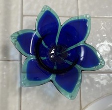 1970s Vintage Murano-Style Small Turquoise Blue Trinket Bowl 6” 