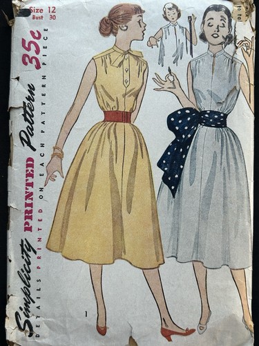 Vtg 50s Simplicity Pattern #4293 One-Piece Jiffy Dress & Sash - Picture 3 of 3