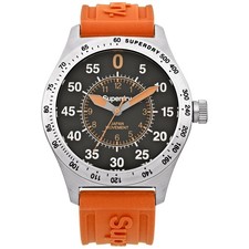 Image of NEW UNISEX PROFESSIONAL SUPERDRY WATCH BLACK & RED DIAL ORANGE SILICON STRAP
