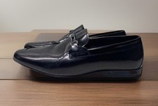Men Versace Collection Shiny Black Leather Loafer DressShoes MadeInItaly Size 10