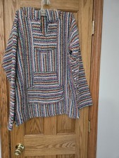 Baja Mexican Hoodie Men's Lg Multi Color Long Sleeve