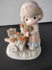 2001 Precious Moments June Rose Beautiful - Girl with Flower Cart 101521