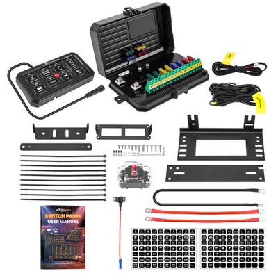 RGB Schalter Panel 8 Gang Touch Universal Landmaschinen 12V-24V 60A Schwarz
