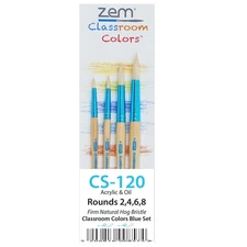 ZEM Classroom Colors Natural Hog Bristle Firm Artist Brush Sets 6 Types