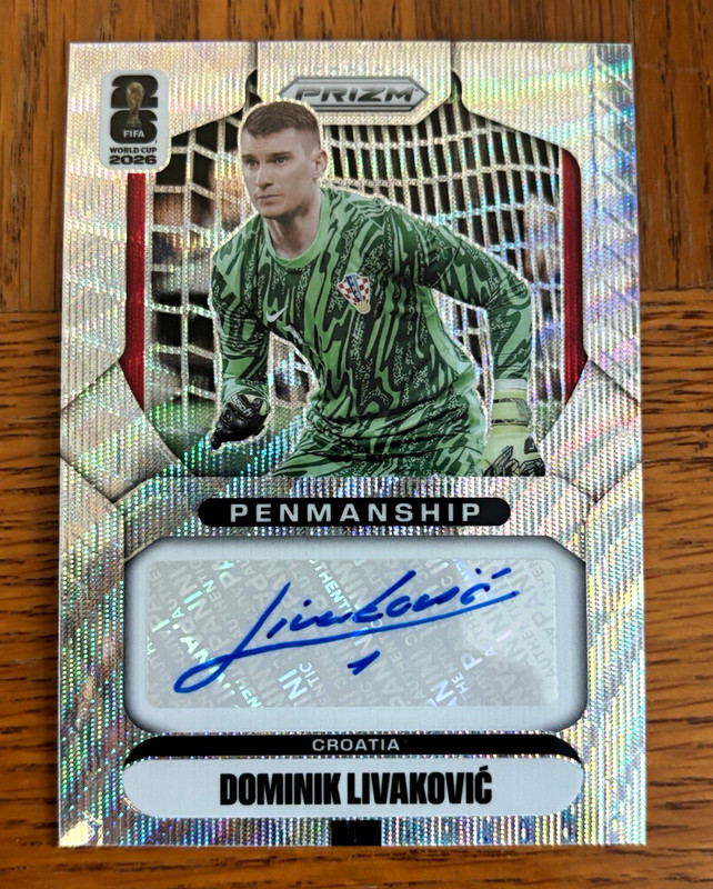 Panini Prizm 2026 FIFA World Cup Dominik Livaković Penmanship Wave P-DLC Auto