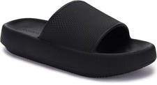 Pillow Slippers for Women Mens Slides Thick Sole W67/M4.55.5 Black