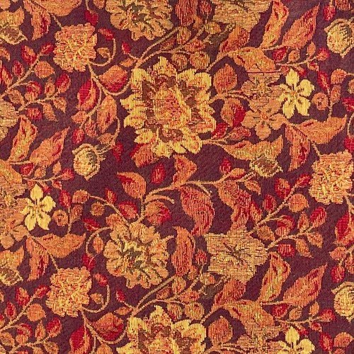 Crate and Barrel Baroque 126x66 Fall Floral Leaf Tapestry Tablecloth Fringe Ends
