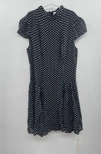 NWT Reformation Maven Mini Dress Women's 8 Black Polka Dots Short Sleeve Hipster
