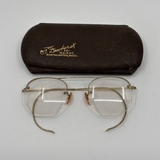 Vtg 1/10 12 Kt Gold Filled Octagon Shaped Rimless Eyeglasses Spectacles w/ case