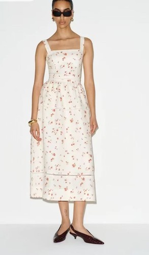 REFORMATION Everett Linen Dress  Midi Dress in Color Lovie