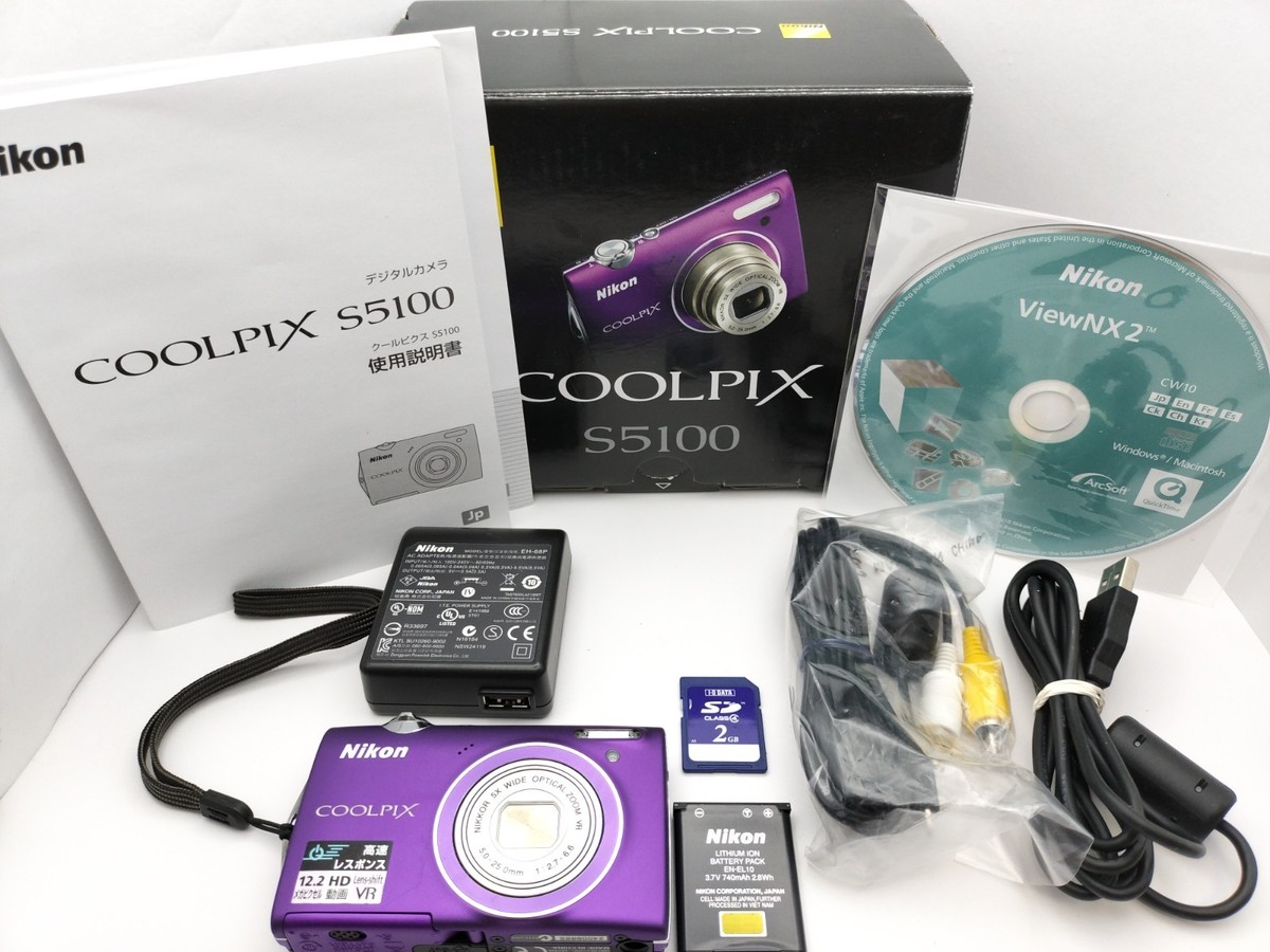Nikon COOLPIX 55100 紫　美品 Nikon COOLPIX S5100 Purple 12.2MP 5x Digital Camera w/Box & SD