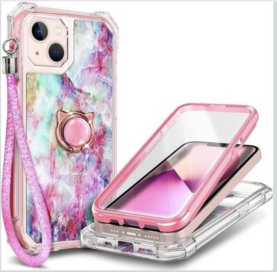 NGB Supremacy iPhone 13 Case 6.1 inch Built-in Screen Protector Marble Designed