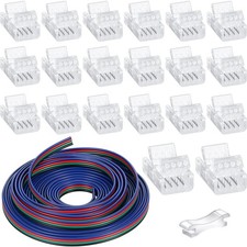 Zhengmy 20 Pack 4 Pin 10mm Solderless LED Strip Connector Transparent Track L...
