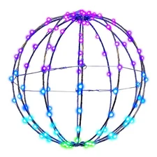 Living Accents Silver Iron 12 in. H X 12 in. L X 12 in. W RGBW Sphere Outdoor De