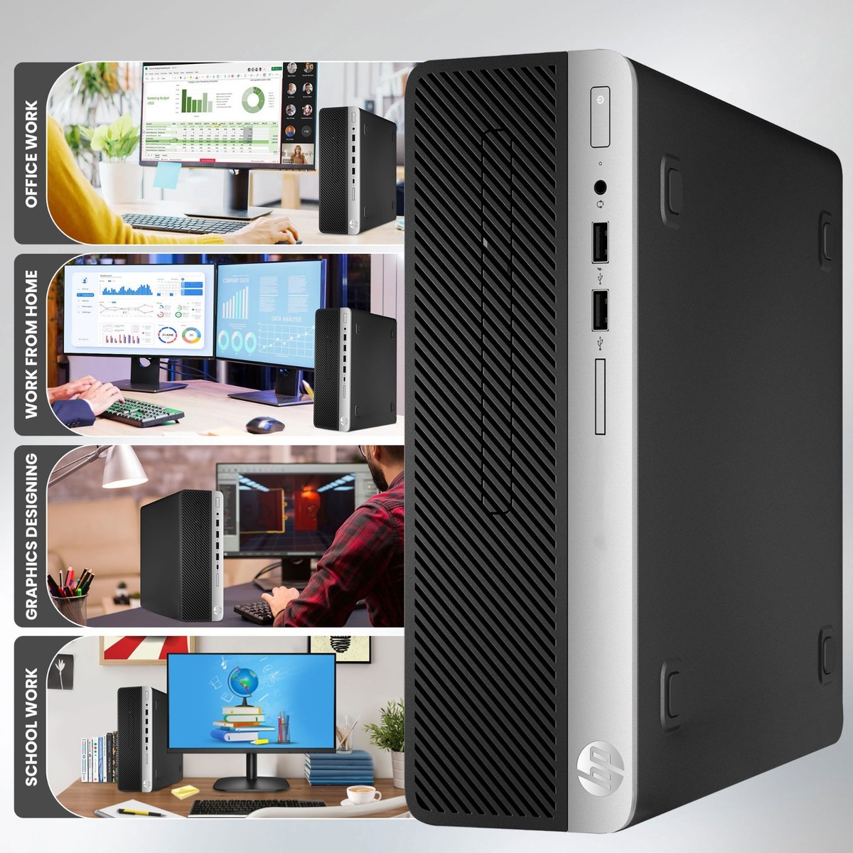 HP 400 G5 SFF Desktop PC Intel i5-8th 16GB RAM 512GB SSD HDD 24