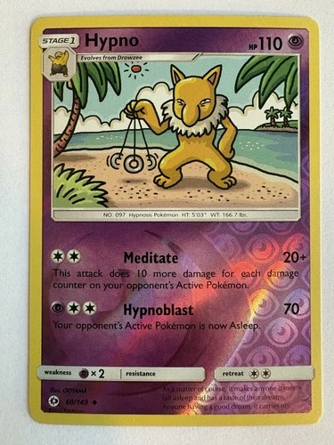Hypno Uncommon SM Base Set 60/149 Reverse Holo Pokemon TCG LP