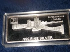 Silver 10 GRAM Bar .999 Fine Silver w/ River Thames London  In Hard Plastic Case