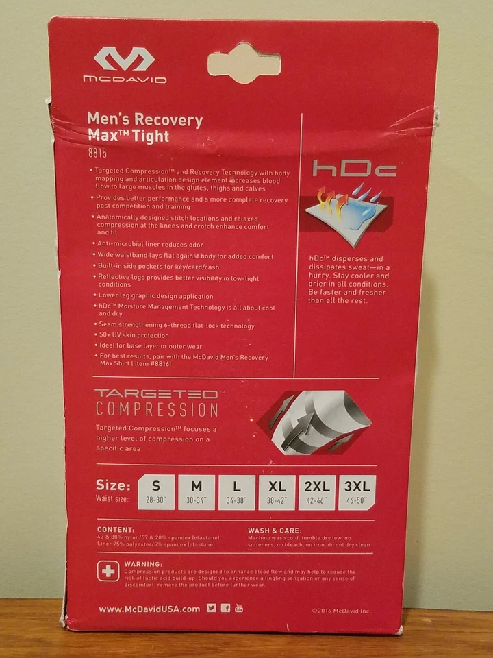 Брюки компрессионные мужские McDavid 8815 Recovery Max Tight черные маленькие талия 28–30 дюймов - Изображение 2 из 2