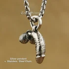 925 Sterling Silver Phallus Phallic Mens Biker Punk Pendant TA20A FZ