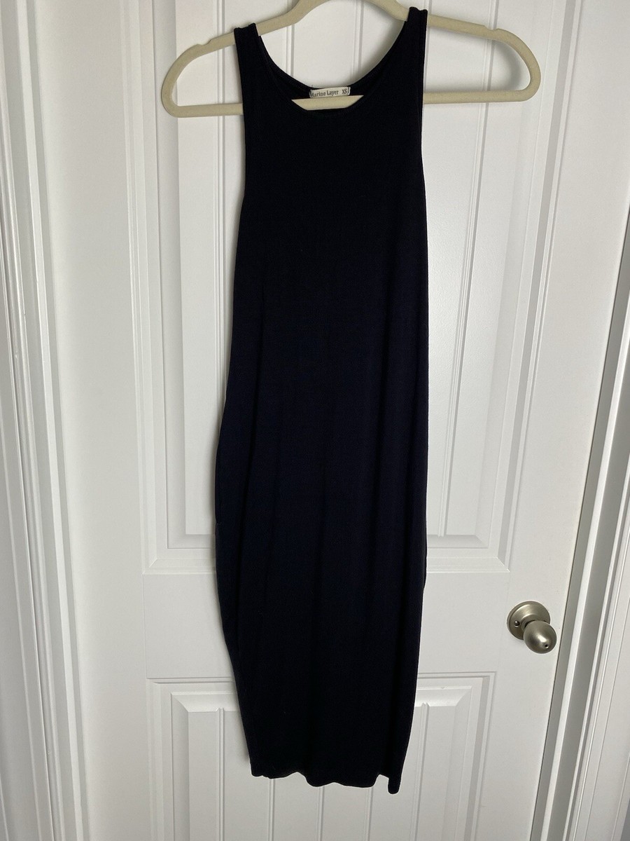 MARINE LAYER DRESS MIDI Tank Dress Black Size XS Modal