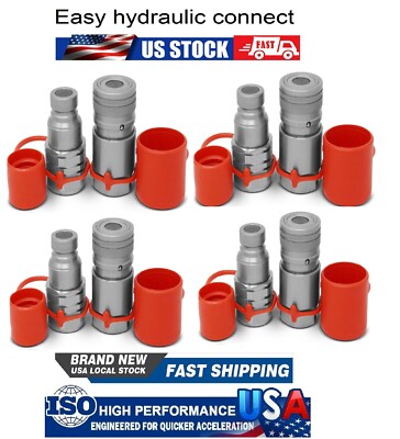 4sets 3/4'' NPT Pair Hydraulic Flat Face Quick Coupler Skid Steer Bobcat ISO16028