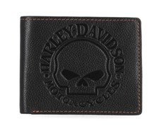 Harley Davidson Men's Classic Pebble Leather Skull Passcase Wallet MWM005/08