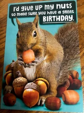 Happy Birthday Funny Give Up My Nuts Hallmark Heartline 5”x7” Greeting Card