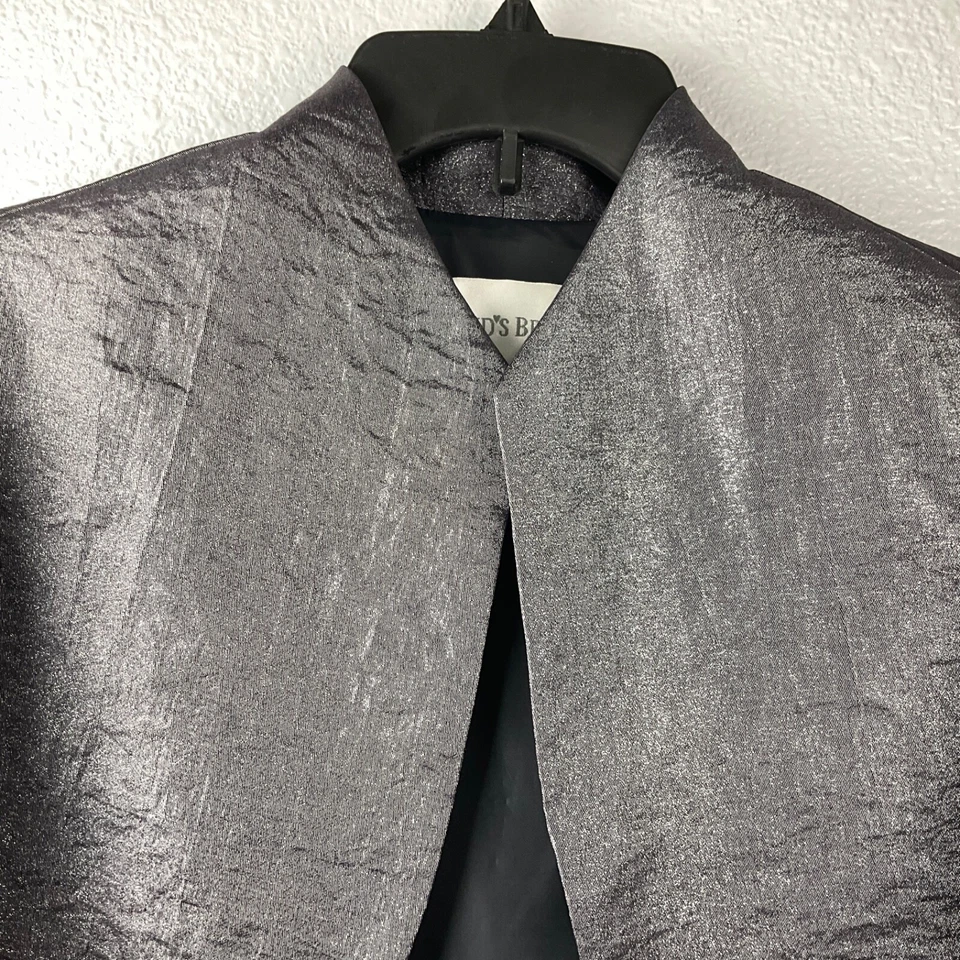 Chaqueta Bolero David's Bridal Gris Plata Brillante Encogerse de hombros Forrada Evento Boda Talla 14 Foto 2 de 4