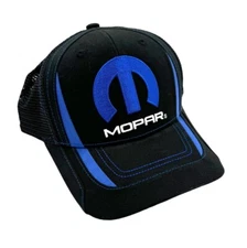 Black & Blue MOPAR "M" Logo Air Mesh Trucker Hat Cap