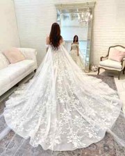 Lace Applique Exquisite Ball Gown Wedding Dress Sweetheart Off Shoulder Backless
