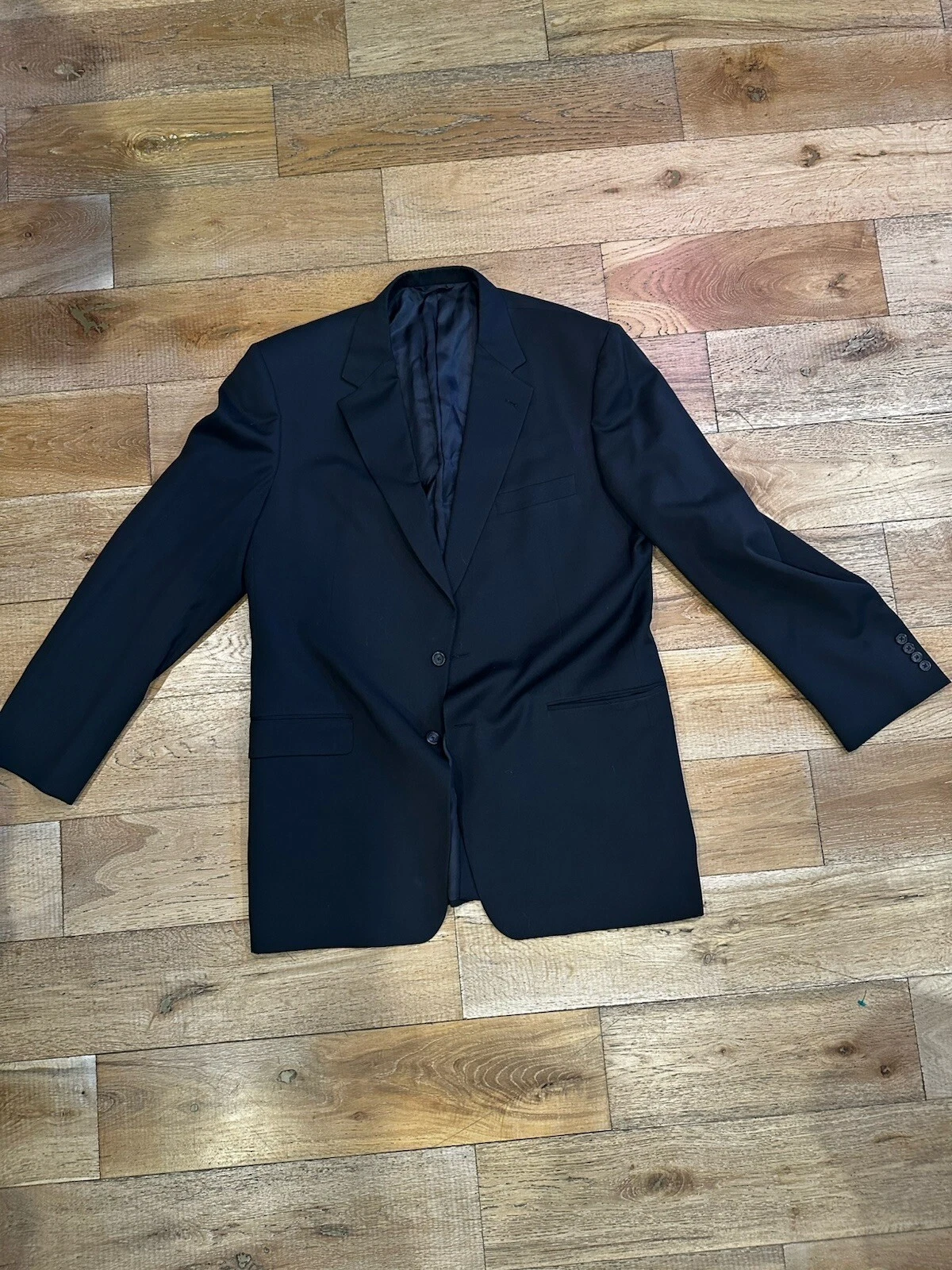 Blazer uomo Burberry London Kensington tinta unita blu navy lana taglia 46XLG
