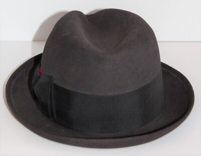 Vintage STETSON Gray Fedora Hat 3X Beaver Selv-Edge Red Feather 22