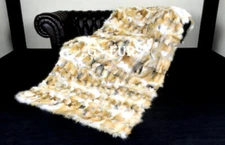 Luxury Real Golden Island Hint Paw Fur Fox Throw Blanket