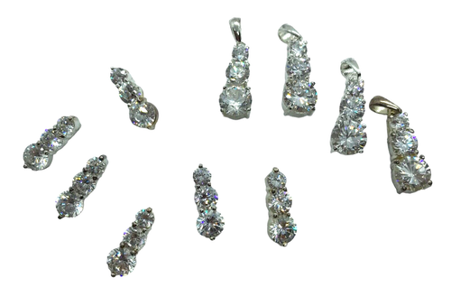 Vintage Lot Slider Pendants Rhinestones clear Crystals 10 pieces - Afbeelding 1 van 9