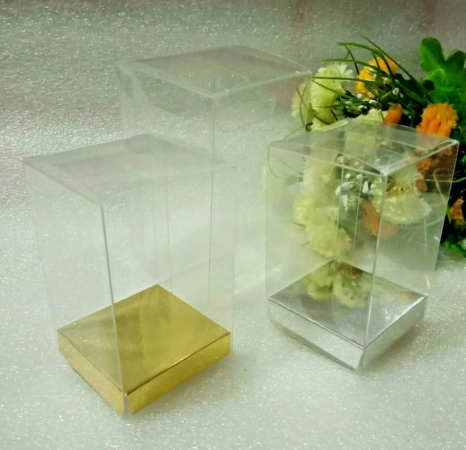 25 Clear PVC Boxes Favor Party Gift 5 6 7 8 9 10 cm Silver/Gold/No Base 14 sizes - image 2 of 4