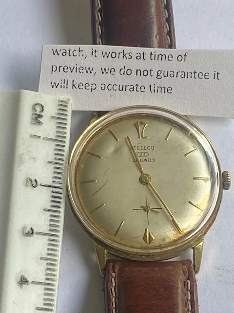 STEELCO Segundo Lateral Cuerda Manual Flatmaster Hecho en Suiza 1 Reloj De Colección Funcionamiento Foto 3 de 4