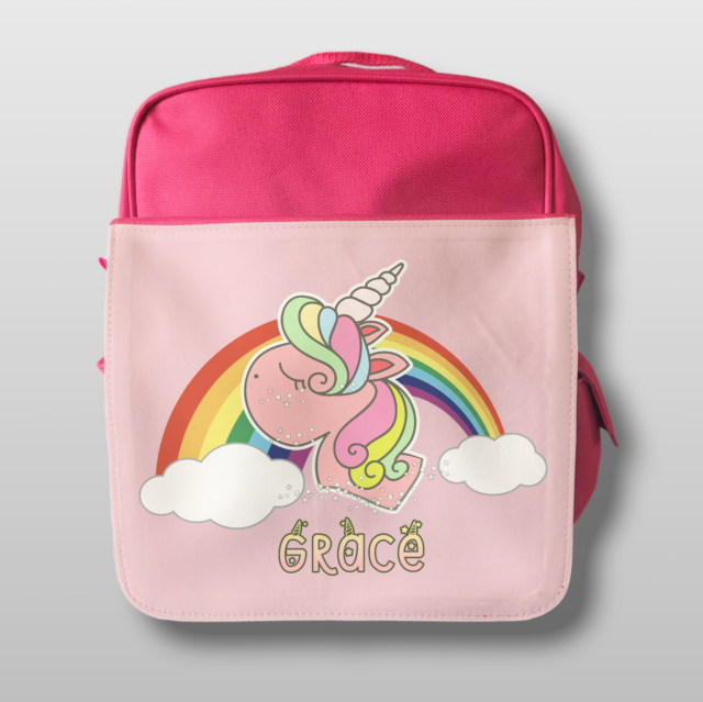 Personalised Unicorn Girls Pink Backpack. Kids Nursery School Bag Rucksack Club