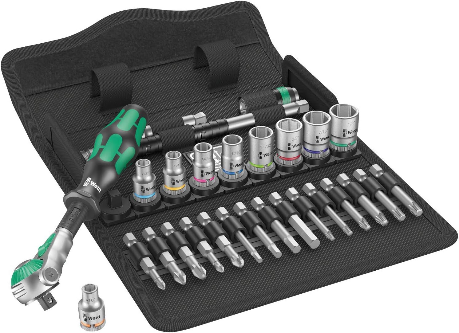 Многофункциональный храповик Wera 8100 SA с 9 скоростями вращения, набор торцевых головок, 14 приводов, I