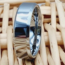 Comfort fit Ring Silver Tungsten Carbide Ring Him Her High Polished Wedding Band