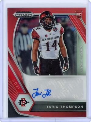 2021 Prizm Draft Tariq Thompson Autograph Red Parallel #'d 191/199