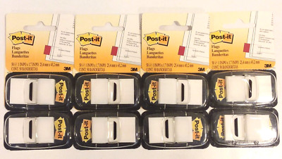 400 (8 Packs of 50) 3M Post-it WHITE FLAGS 1'' x 1.7'' 680-6 Page Markers NEW