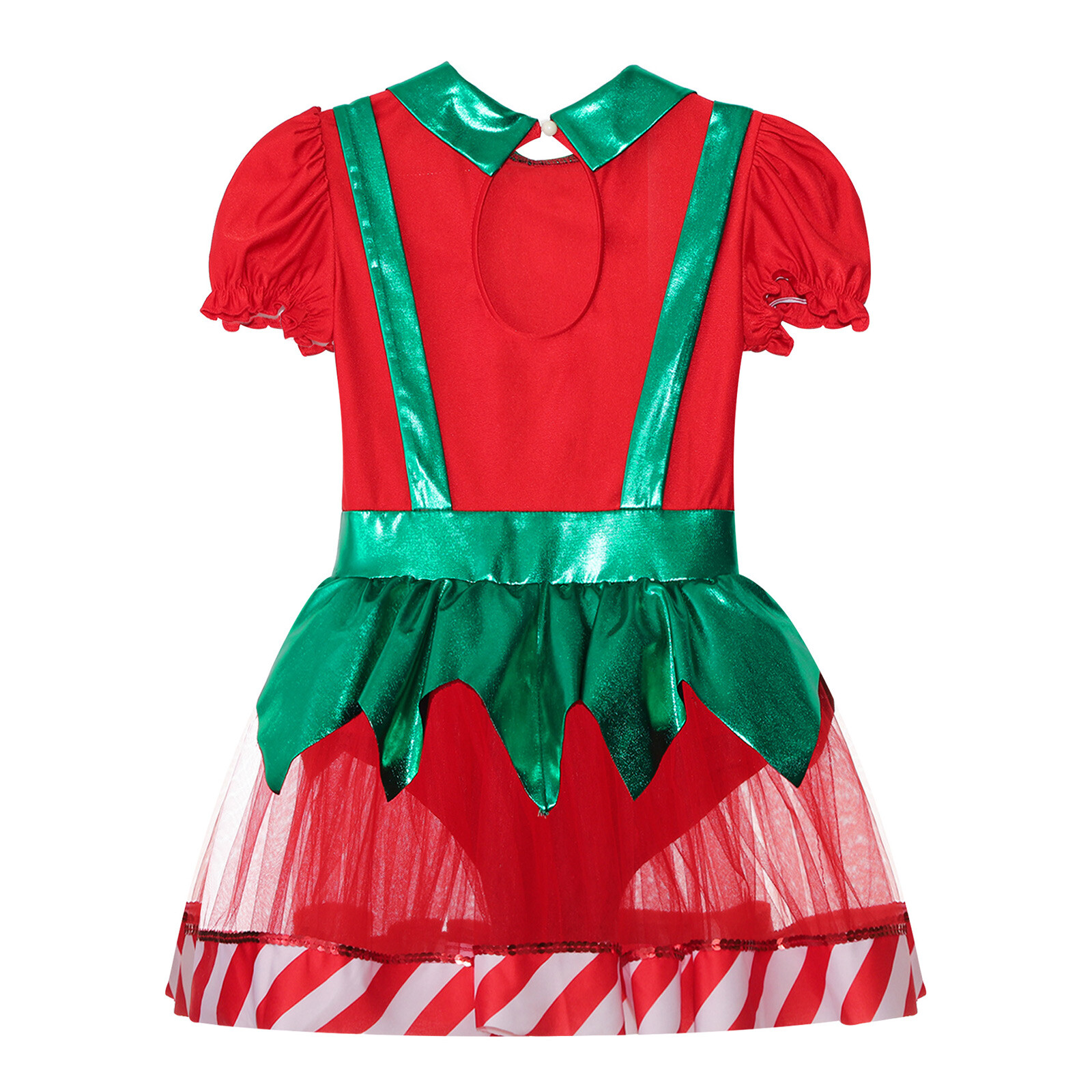 iEFiEL Weihnachtskleid Mädchen Kurzarm Zuckerstange Kostüm Tanzkleid Tutu Rock