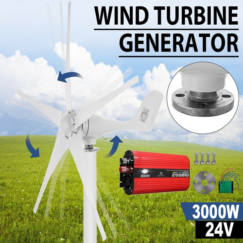Generatore eolico 3000W 5 pale 24V MPPT regolatore di carica inverter di potenza - Foto 1 di 31